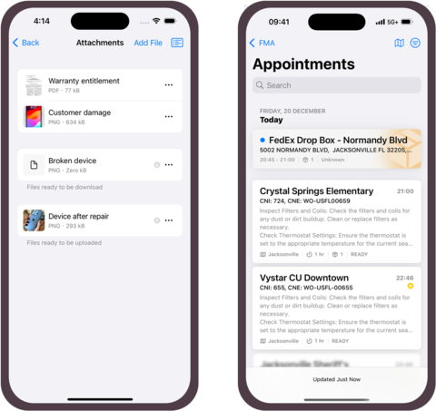 Mobile app for technicians Mobile app for technicians