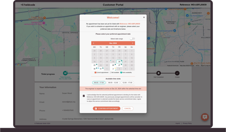Customer self-scheduling Customer self-scheduling